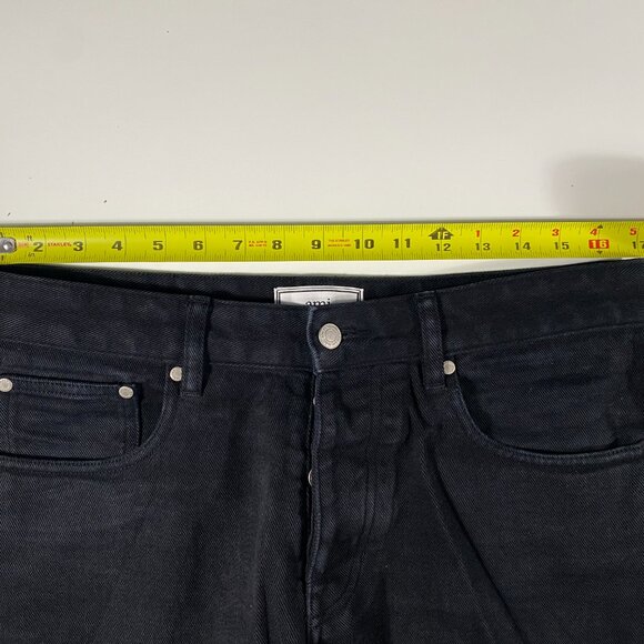 AMI Paris Heavyweight Slim Fit Straight Leg Button-Fly Jeans black mens 33x31 - Picture 9 of 11